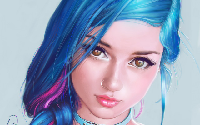 Blue hair pink hair bow free wallpaper for desktop - medium preview image