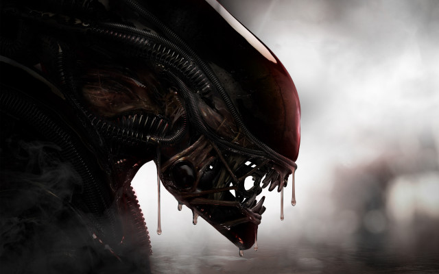 Alien head steam fogy background free wallpaper for desktop - medium preview image