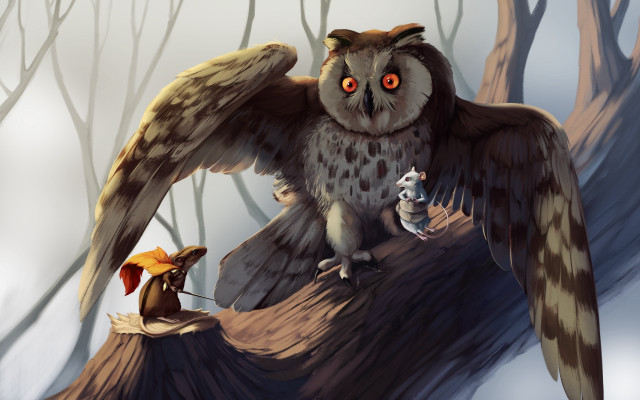 Orange eyes bird on branch free wallpaper for desktop - medium preview image