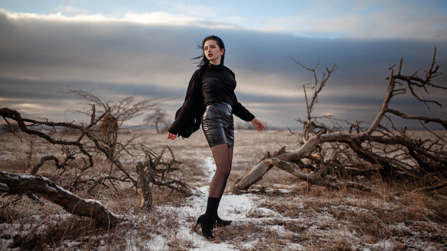 Woman black top silver shorts #2 free wallpaper for desktop - medium preview image