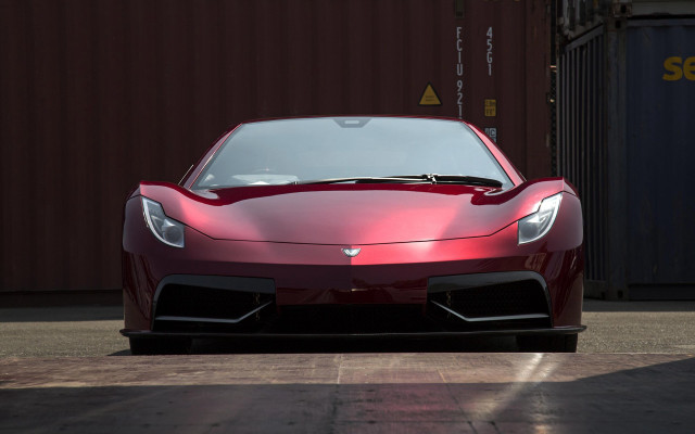Red sports car shipping container #2 free wallpaper for desktop - medium preview image