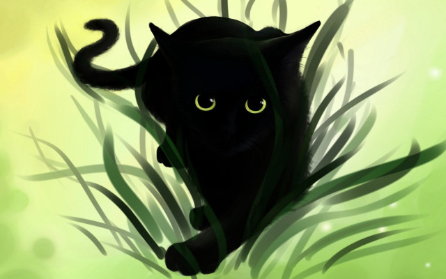 Black cat glowing eyes gothic #2 free wallpaper for desktop - medium preview image