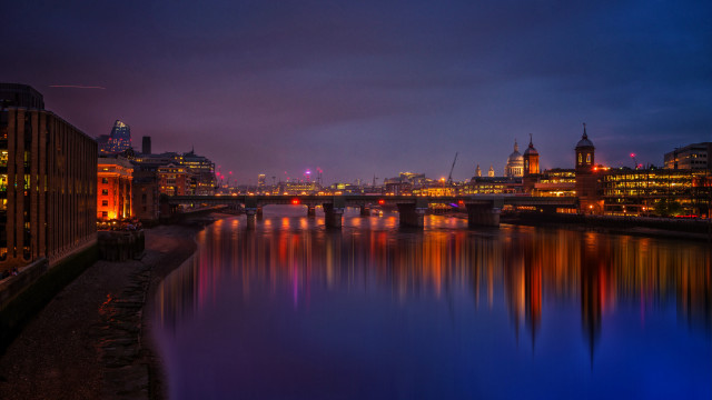 City skyline bridge river night #58 free wallpaper for desktop - medium preview image
