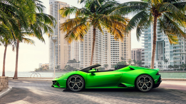 Green sports car brick road #2 free wallpaper for desktop - medium preview image