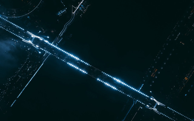 Futuristic city night hologram starry free wallpaper for desktop - medium preview image