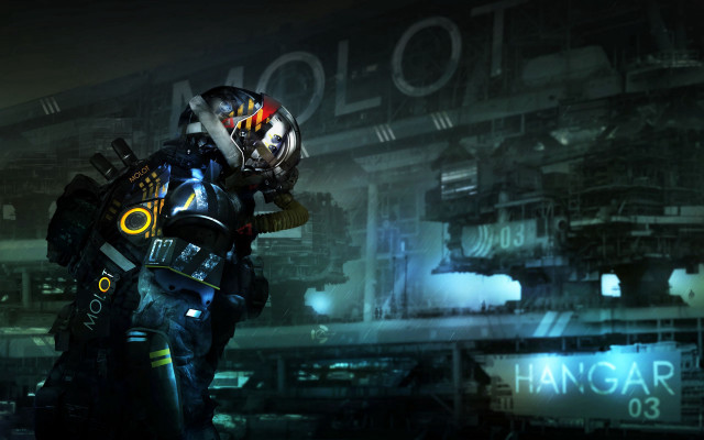 Futuristic man neon city cyberpunk #2 free wallpaper for desktop - medium preview image