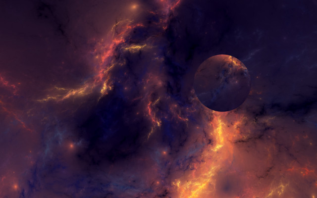 Colorful space mountain fire moon free wallpaper for desktop - medium preview image