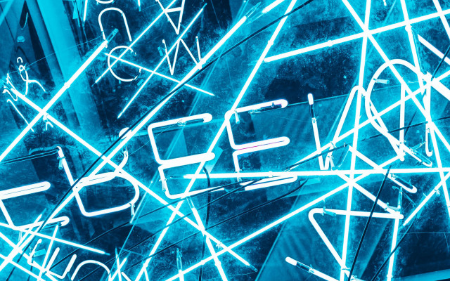 Blue neon be bold cyberpunk free wallpaper for desktop - medium preview image