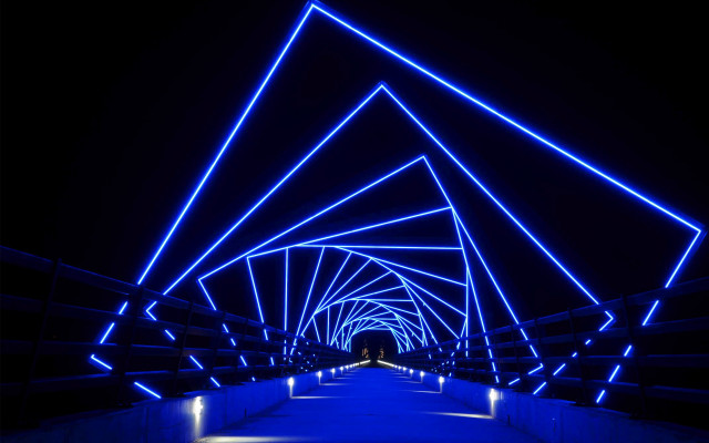 Blue tunnel kinetic art night free wallpaper for desktop - medium preview image