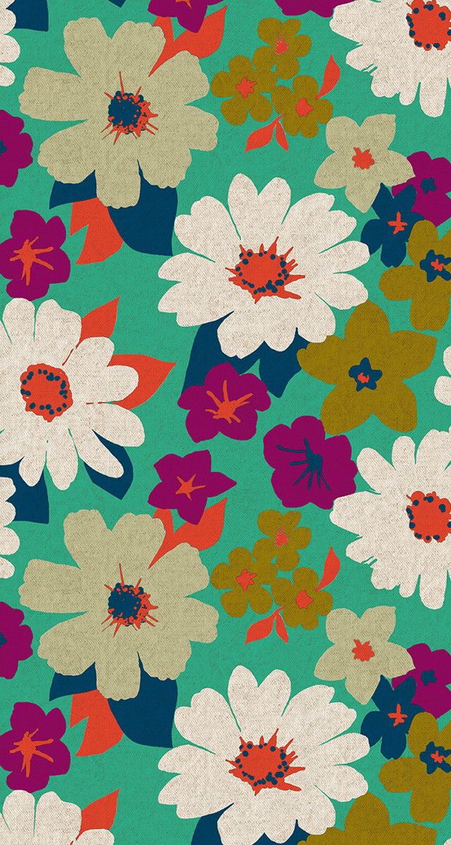 Flower pattern colorful green background #2 free wallpaper for mobile - medium preview image