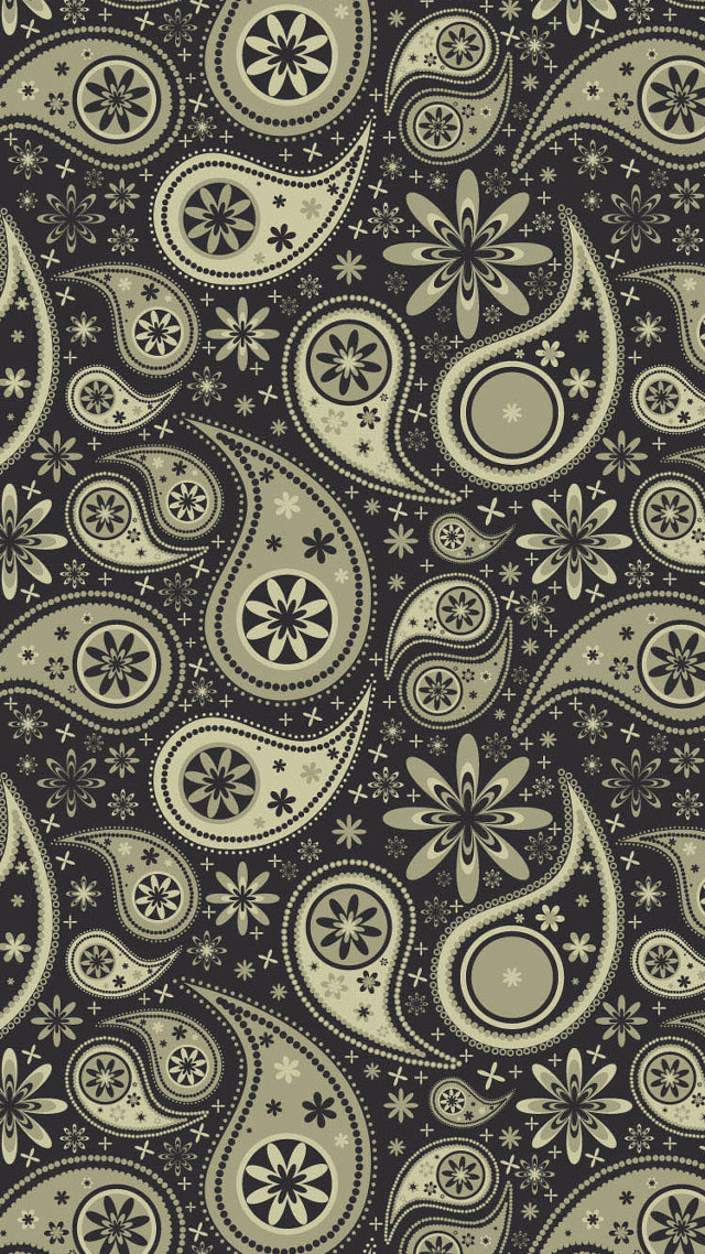 Black white paisley pattern background free wallpaper for mobile - medium preview image