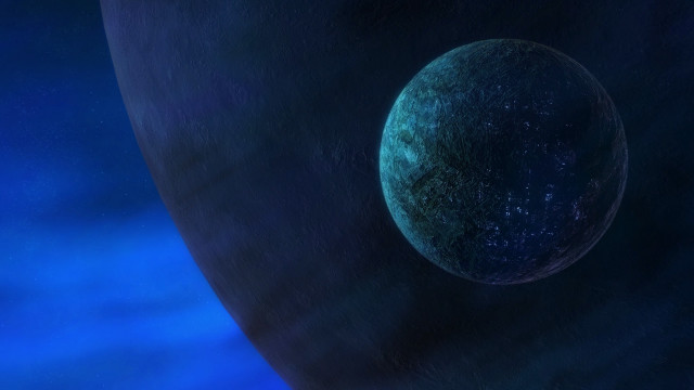 Blue planet night sky stars free wallpaper for desktop - medium preview image