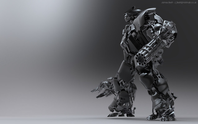 Robot dog mecha joints monochrome free wallpaper for desktop - medium preview image