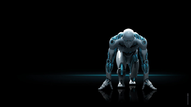Robot dark arms spread legs free wallpaper for desktop - medium preview image