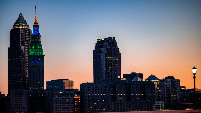 City skyline sunset bridge tower #2 free wallpaper for desktop - medium preview image