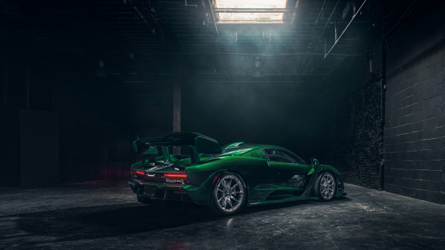 Green sports car open hood free wallpaper for desktop - medium preview image