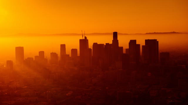 City skyline orange sky sunset #2 free wallpaper for desktop - medium preview image