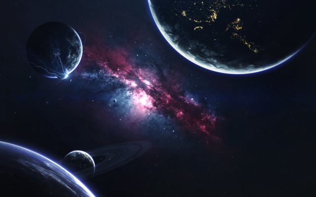 Space planets stars bright light free wallpaper for desktop - medium preview image