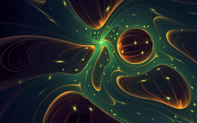 Green yellow flower space art free wallpaper for desktop - medium preview image