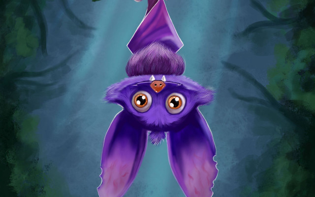 Purple bat forest night creature free wallpaper for desktop - medium preview image