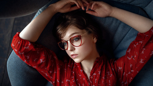 Woman glasses couch arabella rankin free wallpaper for desktop - medium preview image