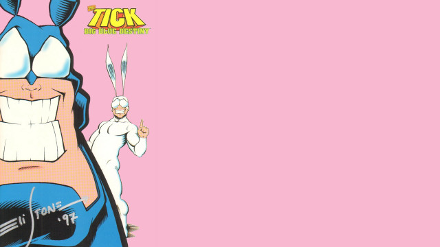 Bunny character man knife pink free wallpaper for desktop - medium preview image