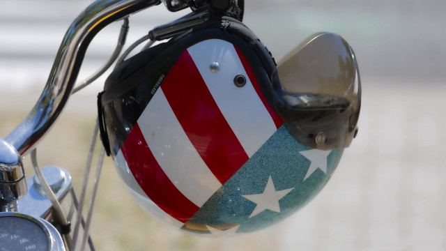 Helmet flag motorcycle mirror precisionism free wallpaper for desktop - medium preview image