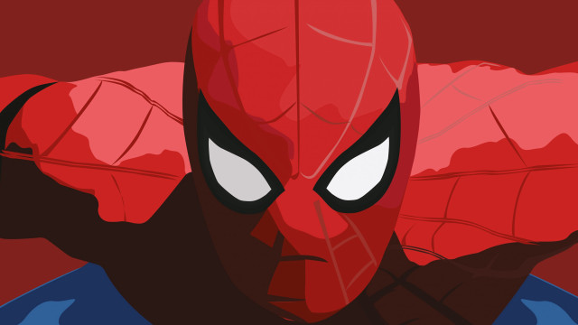 Spiderman red suit white eyes free wallpaper for desktop - medium preview image