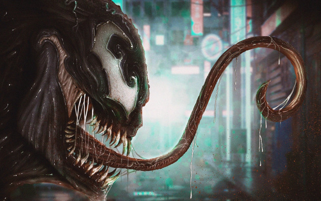 Strange creature long neck neon free wallpaper for desktop - medium preview image