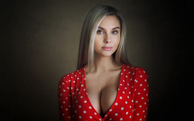 Polka dot shirt breasts strawberry free wallpaper for desktop - medium preview image