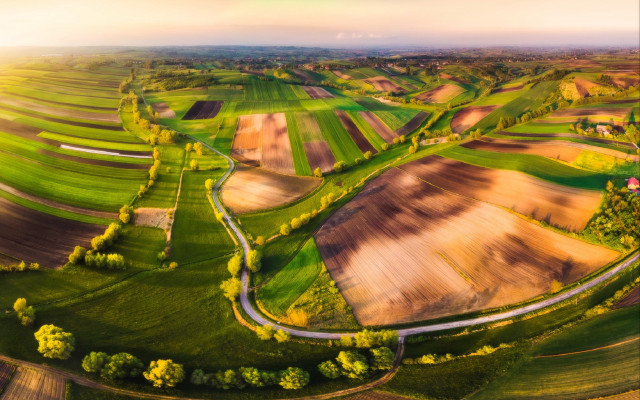 Rural countryside winding road sunset free wallpaper for desktop - medium preview image