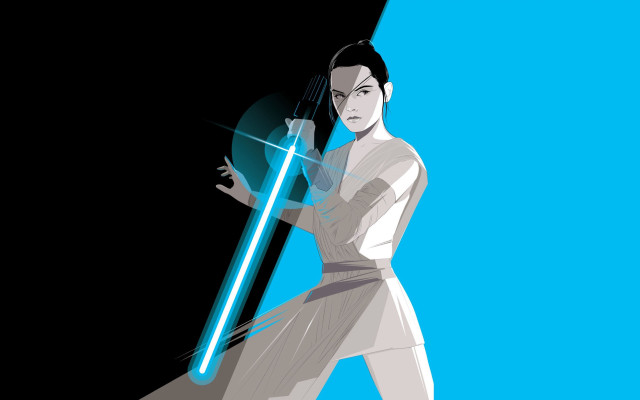 Woman white dress lightsaber blue #2 free wallpaper for desktop - medium preview image