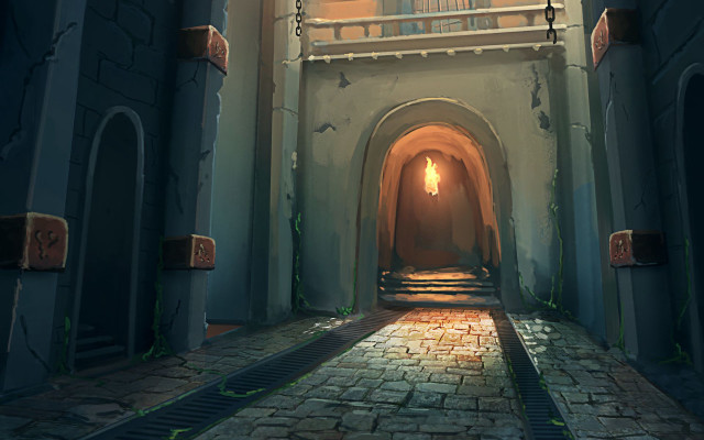 Hallway light clock wall end free wallpaper for desktop - medium preview image