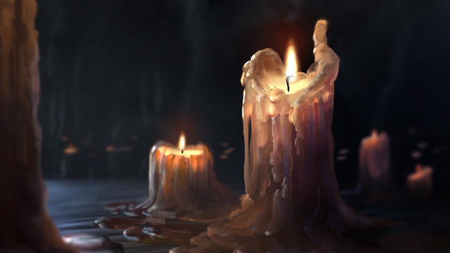 Candles reflection fantasy art fire free wallpaper for desktop - medium preview image