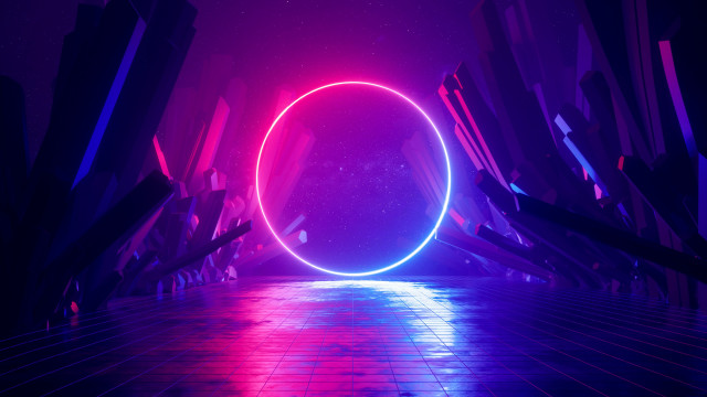 Neon tunnel circular object city free wallpaper for desktop - medium preview image