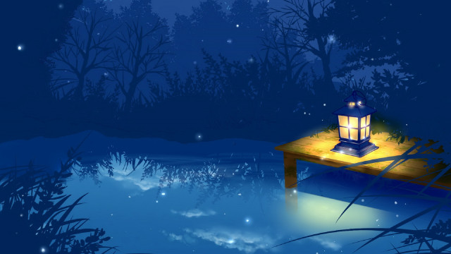 Lantern dock night stars moon free wallpaper for desktop - medium preview image
