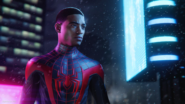 Spider suit man rain city free wallpaper for desktop - medium preview image