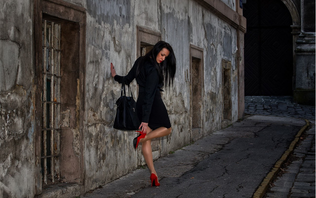 Woman black dress red shoes #4 free wallpaper for desktop - medium preview image