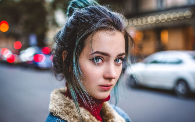 Blue hair blue coat christmas free wallpaper for desktop - medium preview image