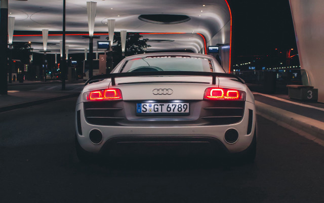 White car night street train free wallpaper for desktop - medium preview image