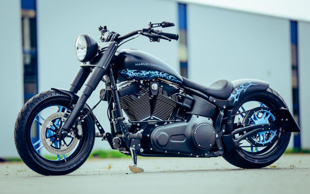 Black motorcycle street blue design free wallpaper for desktop - medium preview image