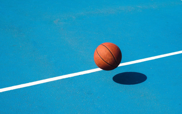 Basketball blue court shadow minimalism free wallpaper for desktop - medium preview image