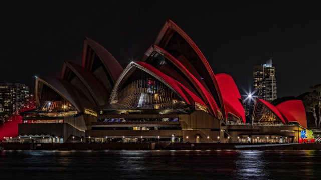 Red building cityscape pagoda bridge free wallpaper for desktop - medium preview image