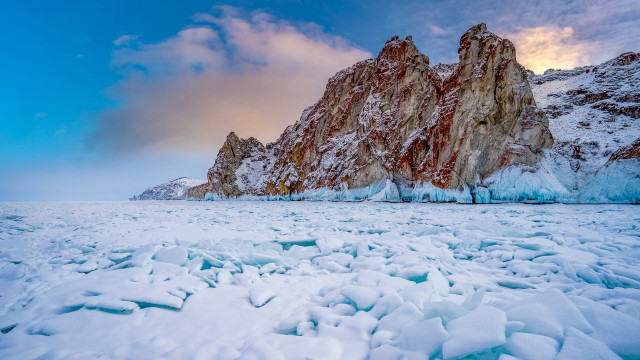 Mountain snow clouds lake ice free wallpaper for desktop - medium preview image