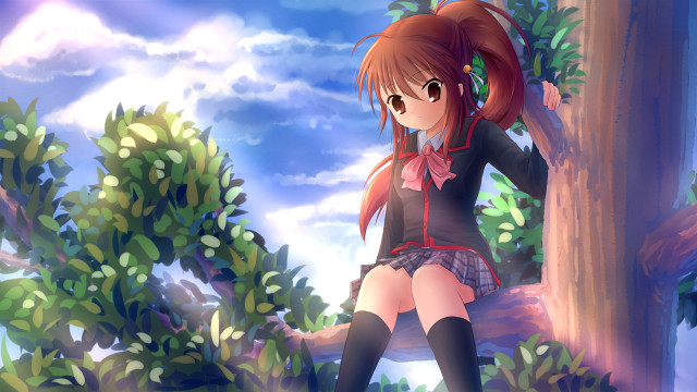 Girl short skirt boots tree free wallpaper for desktop - medium preview image