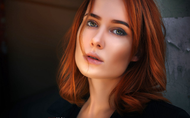 Red hair blue eyes portrait #2 free wallpaper for desktop - medium preview image