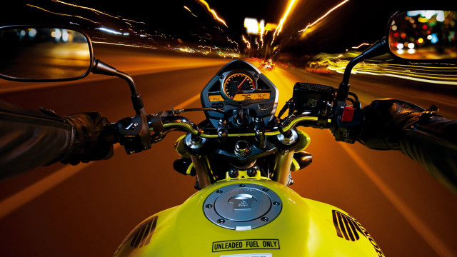 Motorcycle front speed night explosion free wallpaper for desktop - medium preview image