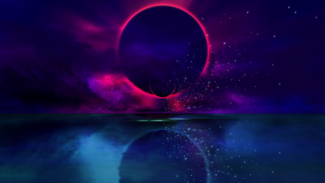 Eclipse reflection moon water space free wallpaper for desktop - medium preview image