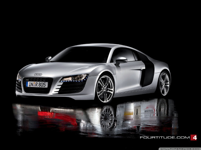 Silver sports car reflective floor free wallpaper for desktop - medium preview image