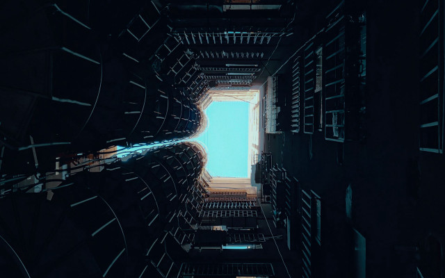 Blue light room bridge cityscape free wallpaper for desktop - medium preview image